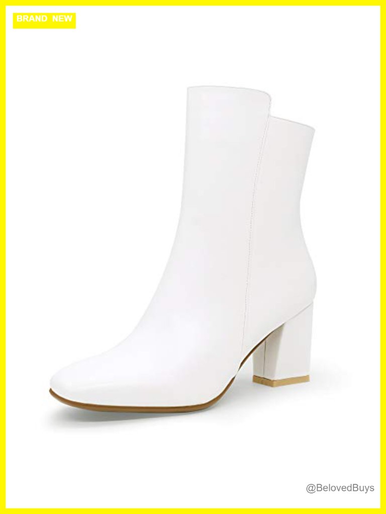 Square Toe Ankle Boots Low Block Heel Side Zipper Booties